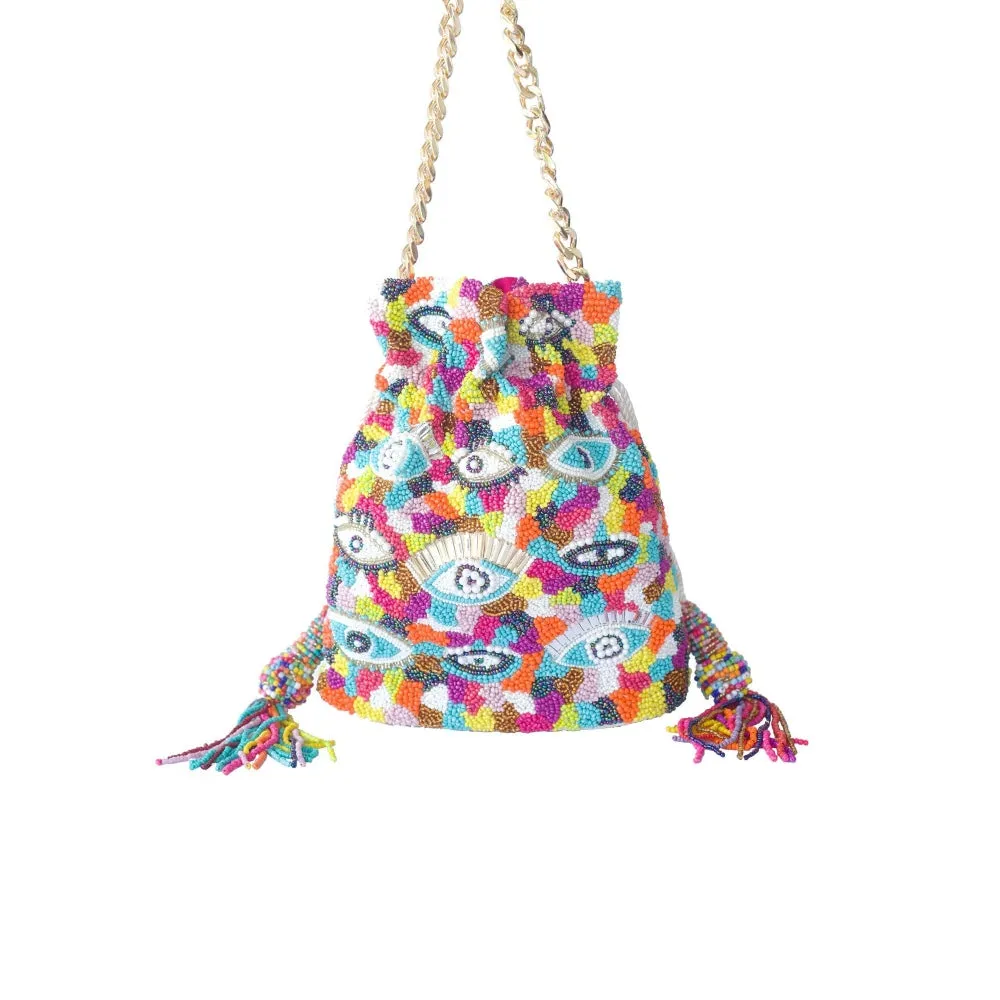 Adora By Ankita Multi-Color Evil Eye Bucket Bag