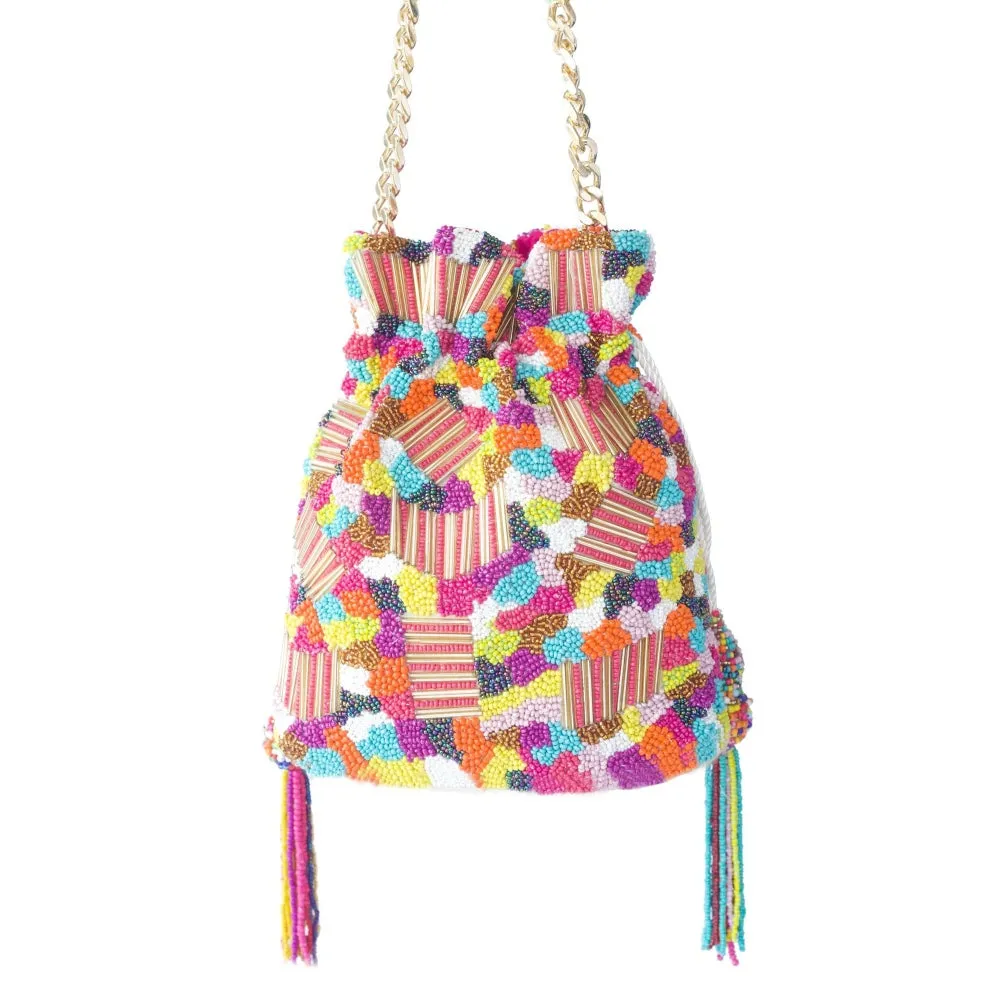 Adora By Ankita Multi-Color Evil Eye Bucket Bag