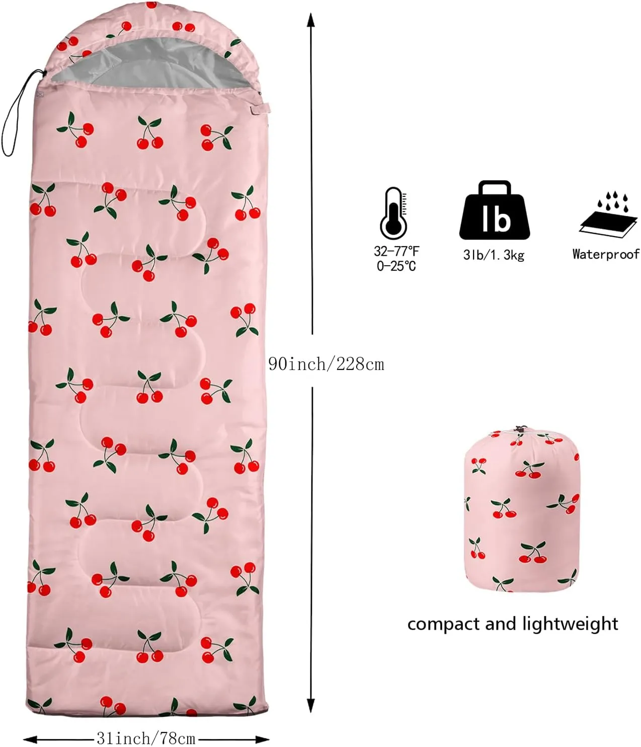 AILONEN Blue Butterfly Sleeping Bags,Lightweight & Waterproof,3 Season Warm & Cool Weather,Fairy Forest Flower Sleeping Bags for Kids,Girls,Adults,Travelling,Outdoors