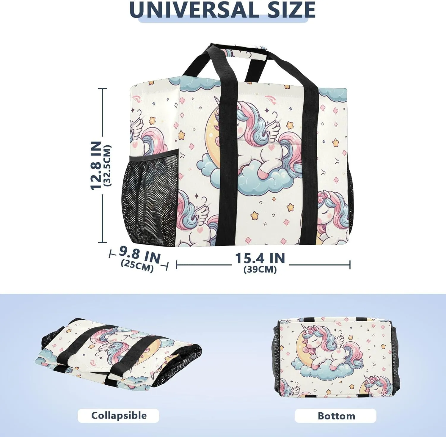 ALAZA Flower Unicorn Pattern Waterproof Beach Tote Bags