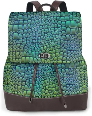 Alligator Skin Print Women's leather backpack,Ladies Travel Fashion Back Pack,Casual backpack for Work