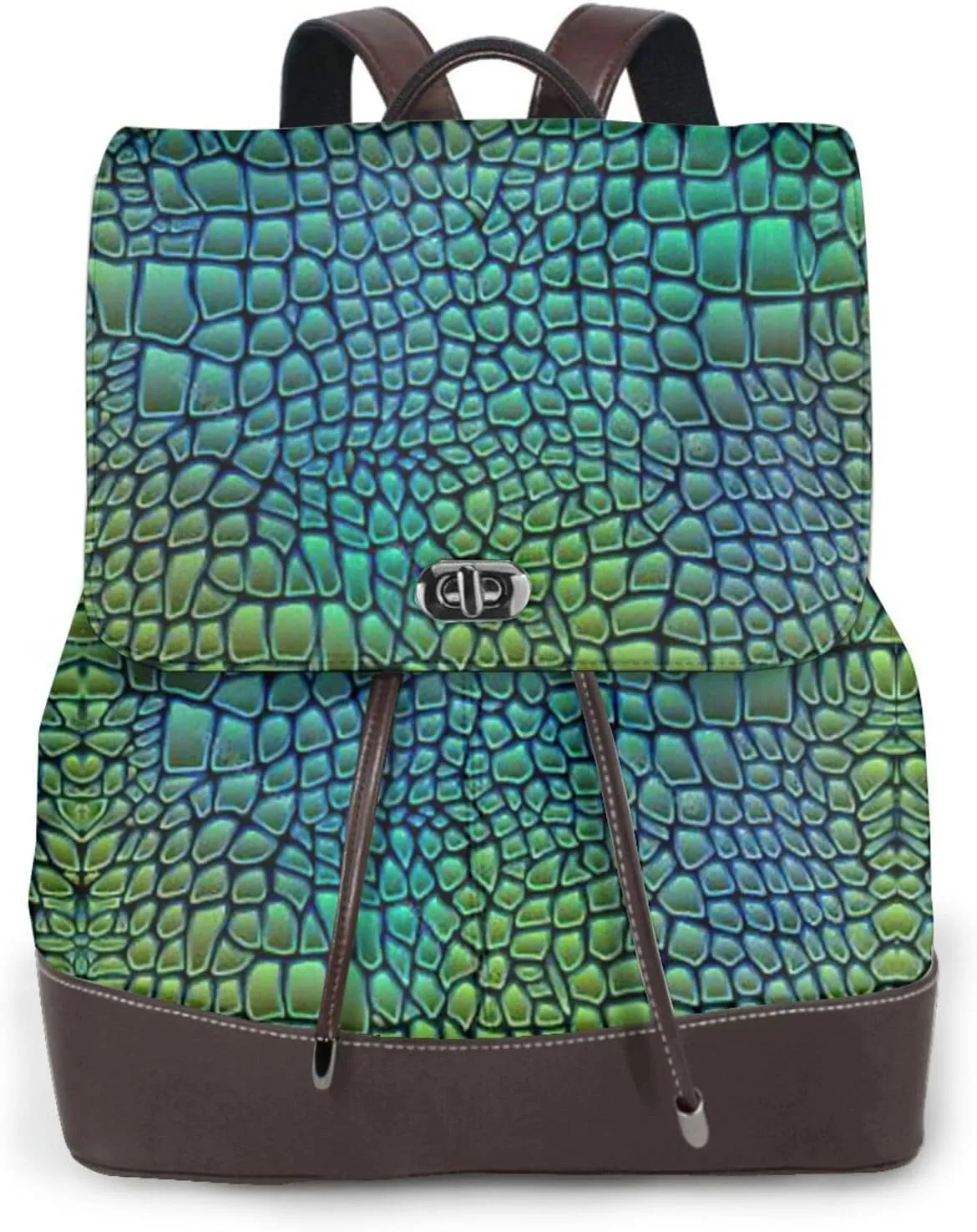 Alligator Skin Print Women's leather backpack,Ladies Travel Fashion Back Pack,Casual backpack for Work