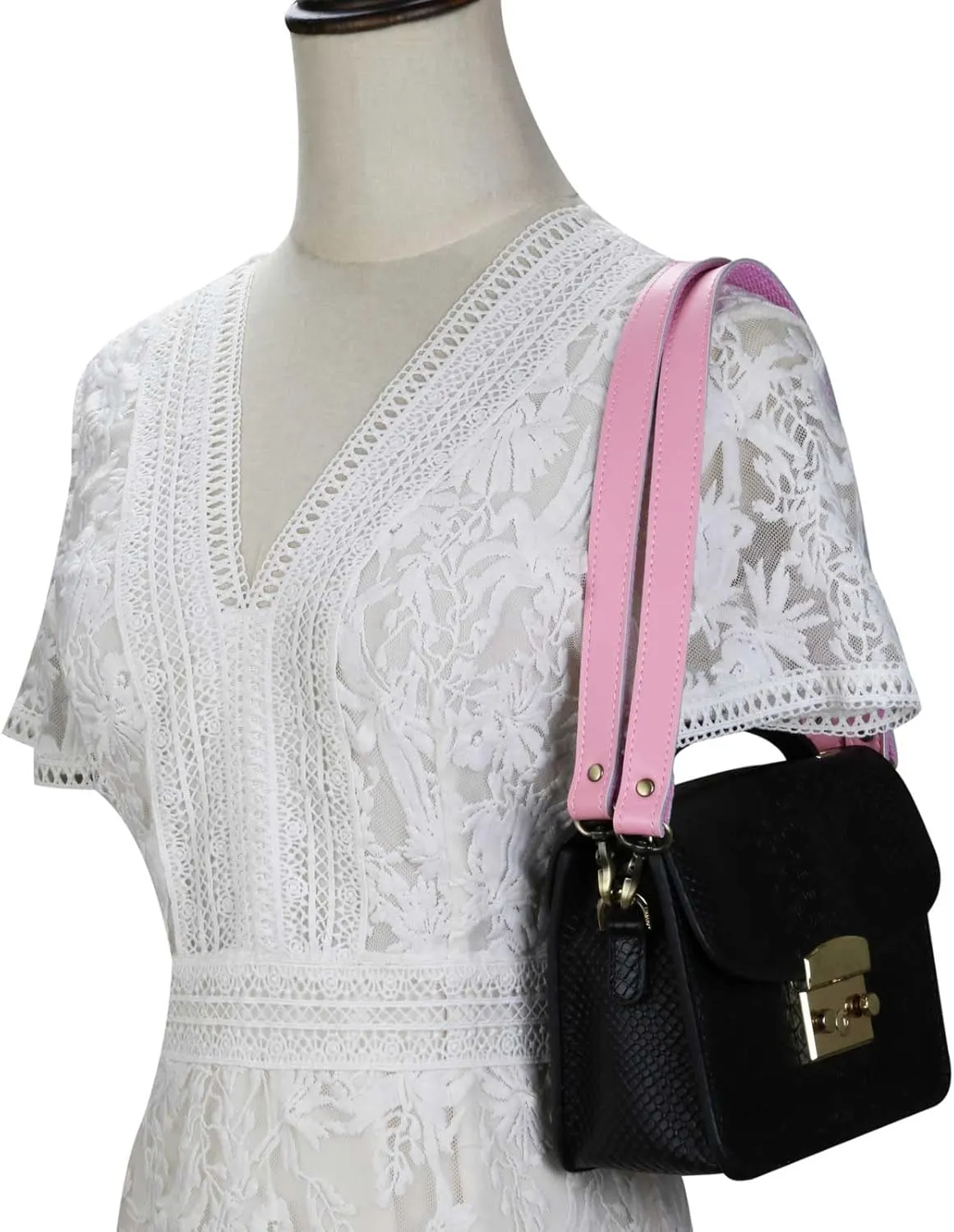 Allzedream Genuine Leather Purse Strap Sewing Canvas Replacement Handbag Shoulder Bag 2 Pcs