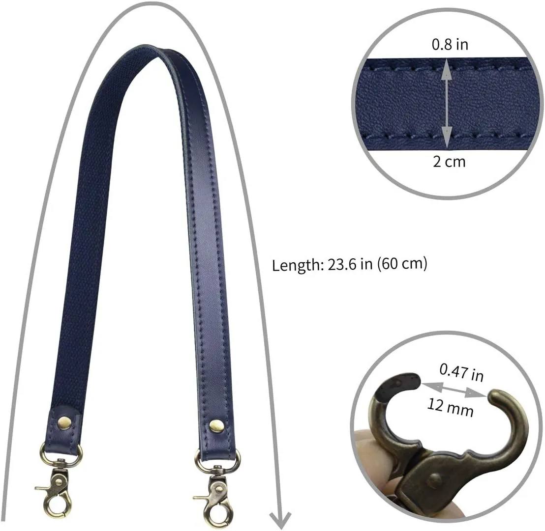 Allzedream Genuine Leather Purse Strap Sewing Canvas Replacement Handbag Shoulder Bag 2 Pcs