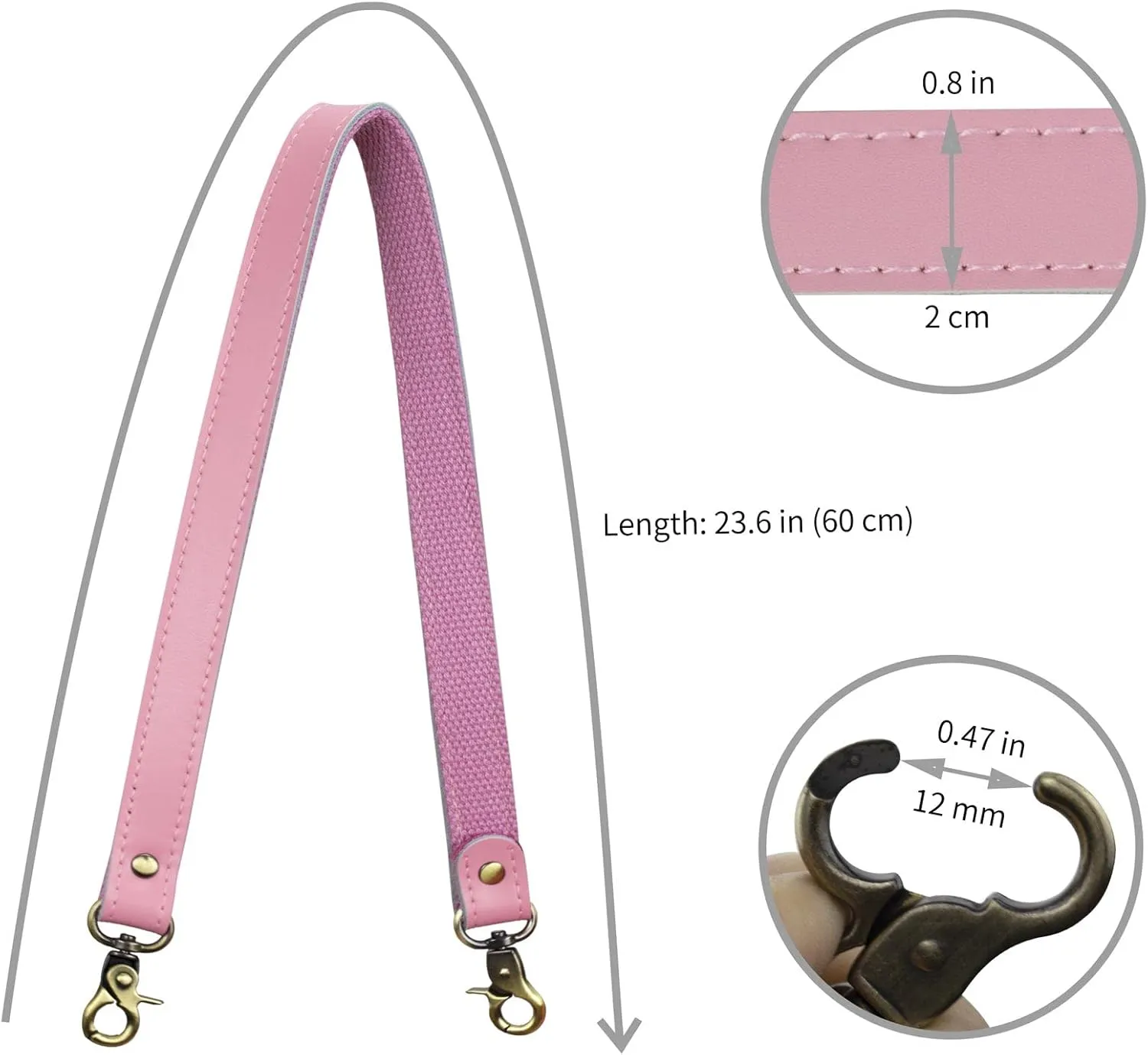Allzedream Genuine Leather Purse Strap Sewing Canvas Replacement Handbag Shoulder Bag 2 Pcs
