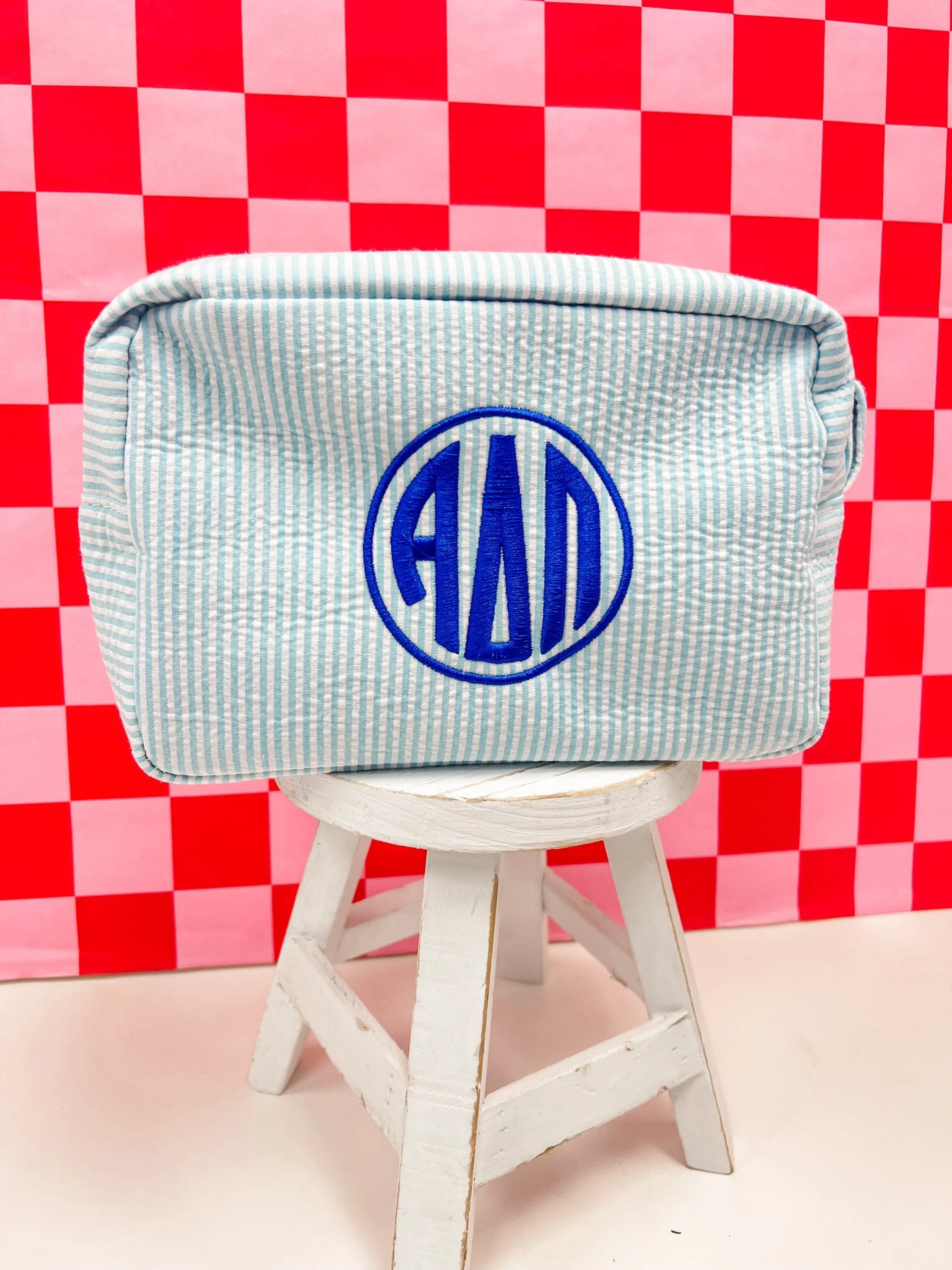 Alpha Delta Pi Seersucker Cosmetic Bag