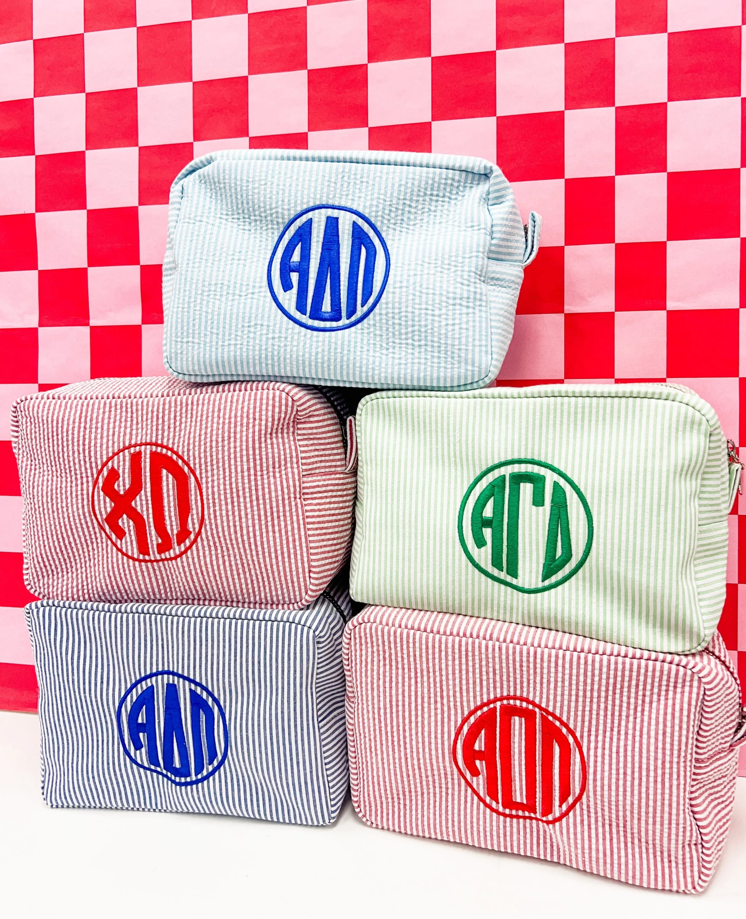 Alpha Delta Pi Seersucker Cosmetic Bag