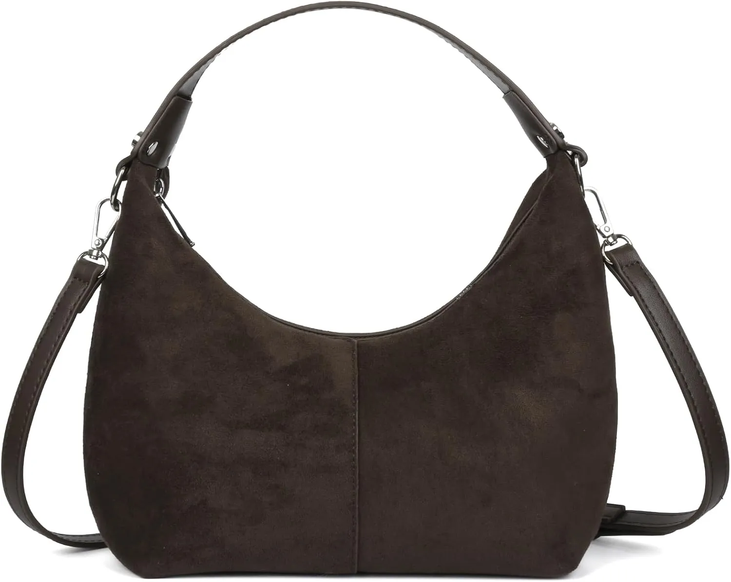 ALUSBELL Suede Tote Bags For Women Retro Suede Crossbody Shoulder Bag Crescent Satchel Hobo Bag Travel Work Purses Handbag