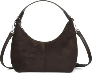 ALUSBELL Suede Tote Bags For Women Retro Suede Crossbody Shoulder Bag Crescent Satchel Hobo Bag Travel Work Purses Handbag