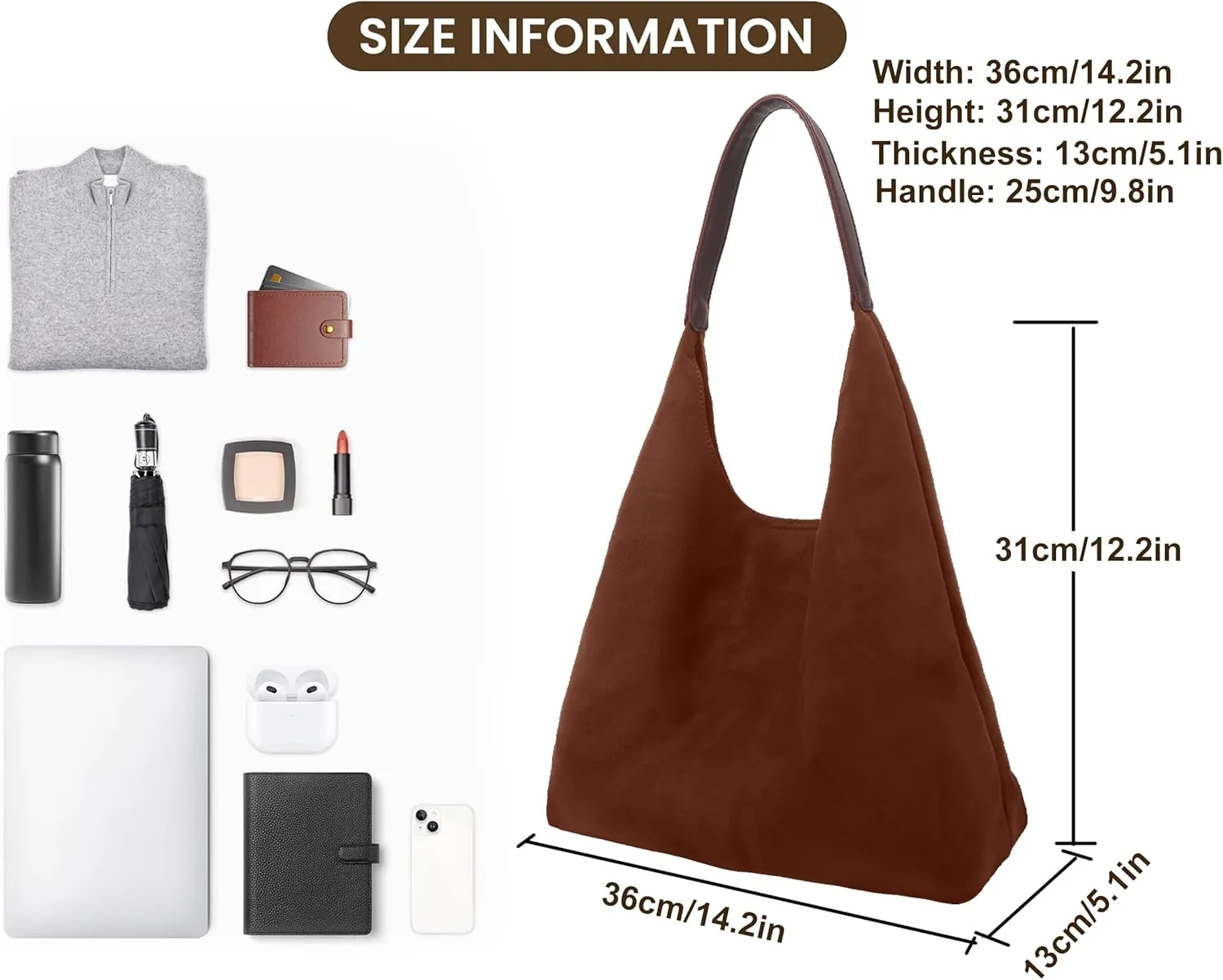 ALUWU Suede Bags for Women 2024 Retro Faux Suede Handbag Slouchy Hobo Bag Fall Purse