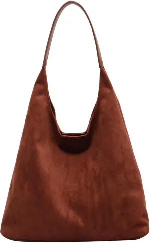 ALUWU Suede Bags for Women 2024 Retro Faux Suede Handbag Slouchy Hobo Bag Fall Purse
