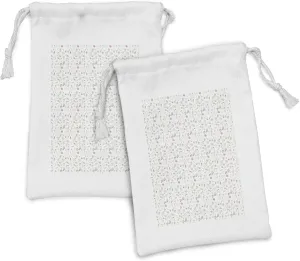 Ambesonne Foliage Fabric Pouch Set of 2, Botanical Theme Leaf Imprints Various Autumn Elements Pattern Natural Artwork, Small Drawstring Bag for Toiletries Masks and Favors, 9" x 6", Multicolor