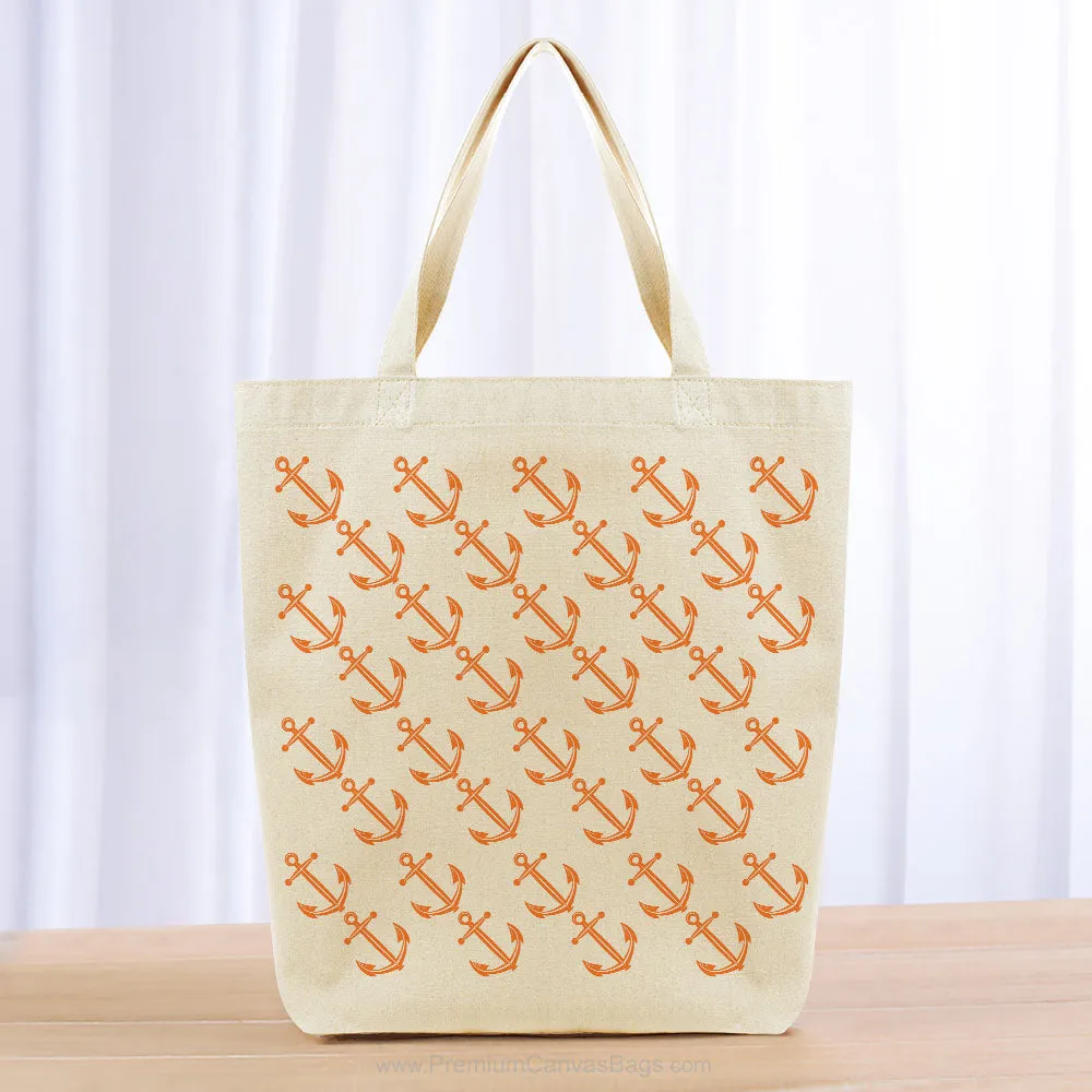 Anchor Pattern Tote Bag - orange