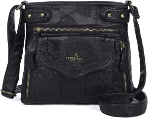 Angel Kiss Crossbody Purse for Women Multi Pockets Bags Retro Vegan Designer Leather Women's Shoulder Handbags