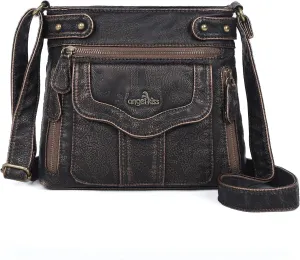 Angel Kiss Crossbody Purse for Women Multi Pockets Bags Retro Vegan Designer Leather Women's Shoulder Handbags