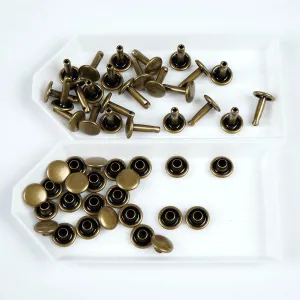 Antique 9.2mm x 12.7mm Solid Brass Double Cap Rivets 25 Pack