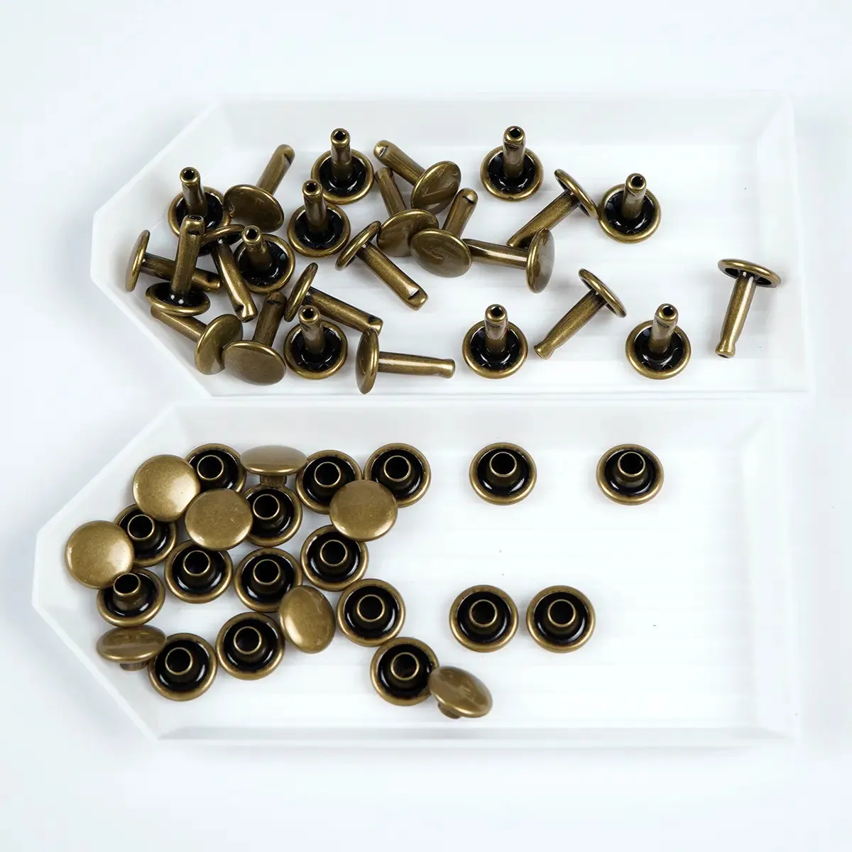 Antique 9.2mm x 12.7mm Solid Brass Double Cap Rivets 25 Pack