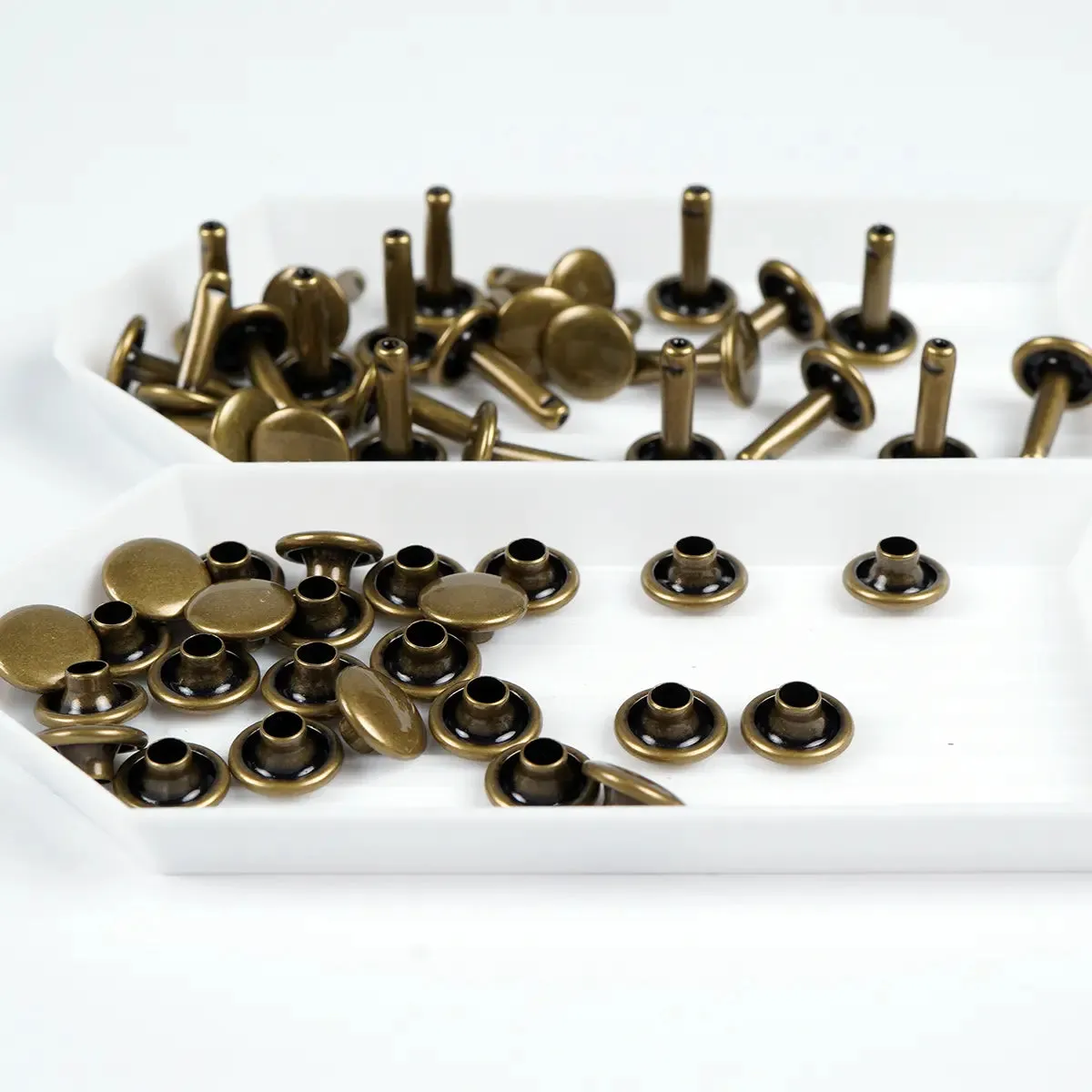 Antique 9.2mm x 12.7mm Solid Brass Double Cap Rivets 25 Pack