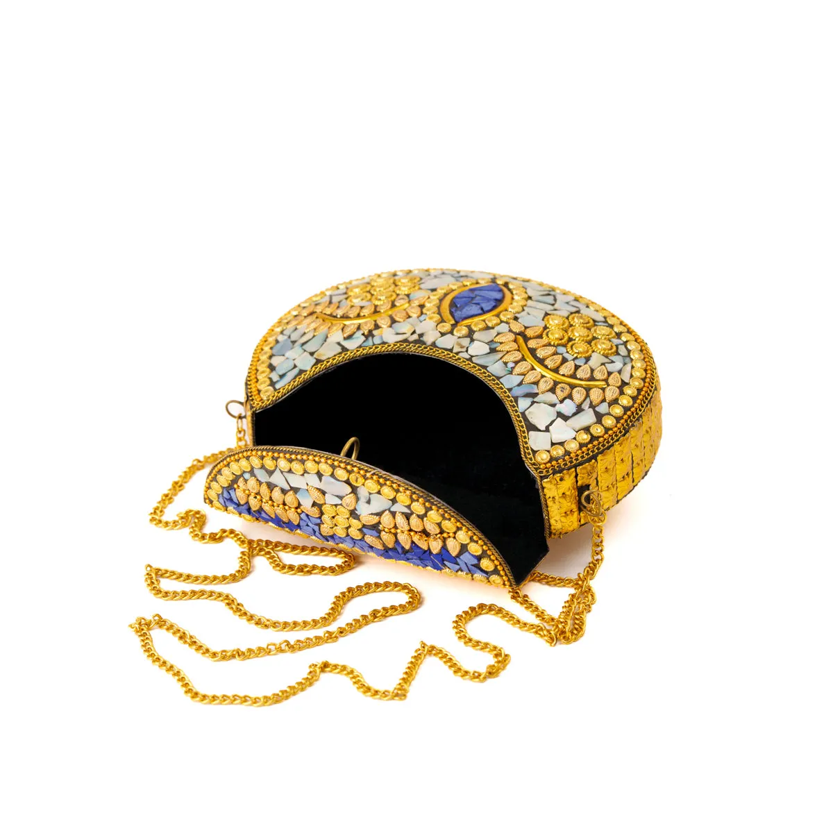 Antique Blue & Gold Gem Clutch