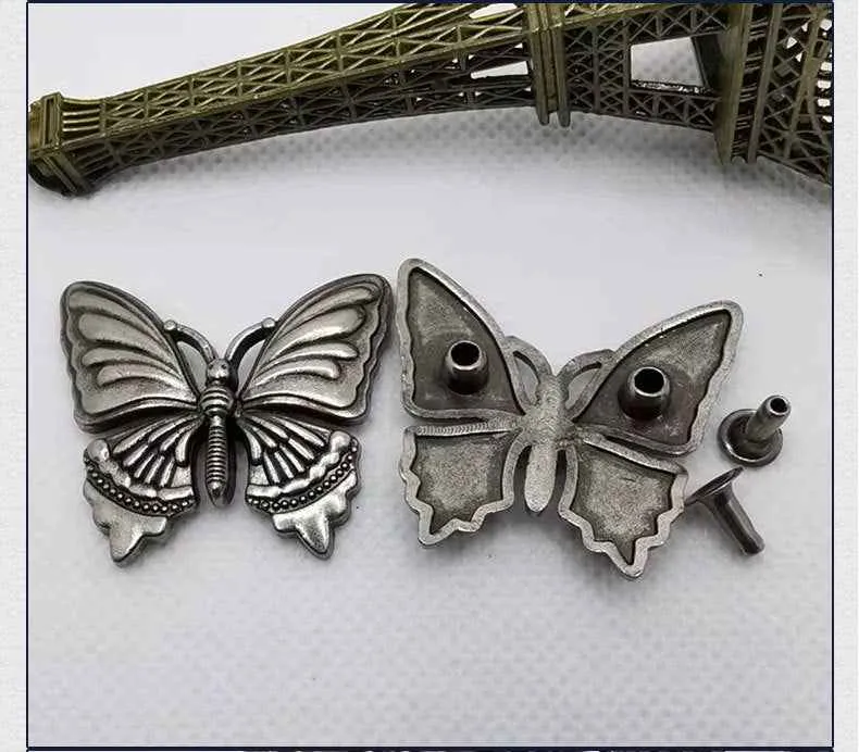 Antique Silver Butterfly Rivets Decorative Metal Stud Buttons 30PCS