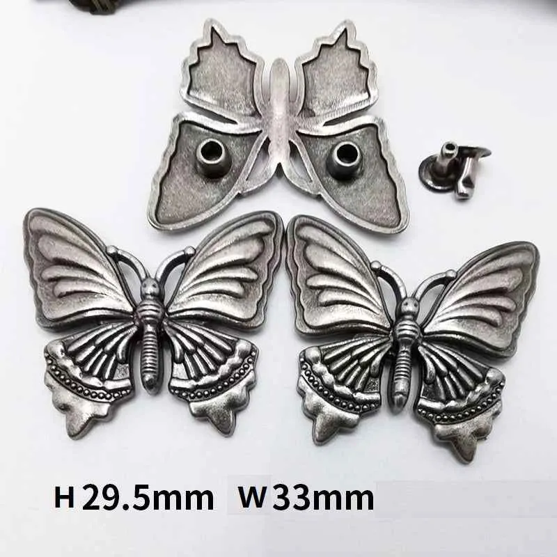Antique Silver Butterfly Rivets Decorative Metal Stud Buttons 30PCS