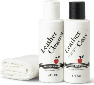 Apple Brand Leather Cleaner & Conditioner Kit - for Use On Leather Purses, Handbags, Shoes, Boots & Accessories - Safe On Colored and Natural Leather