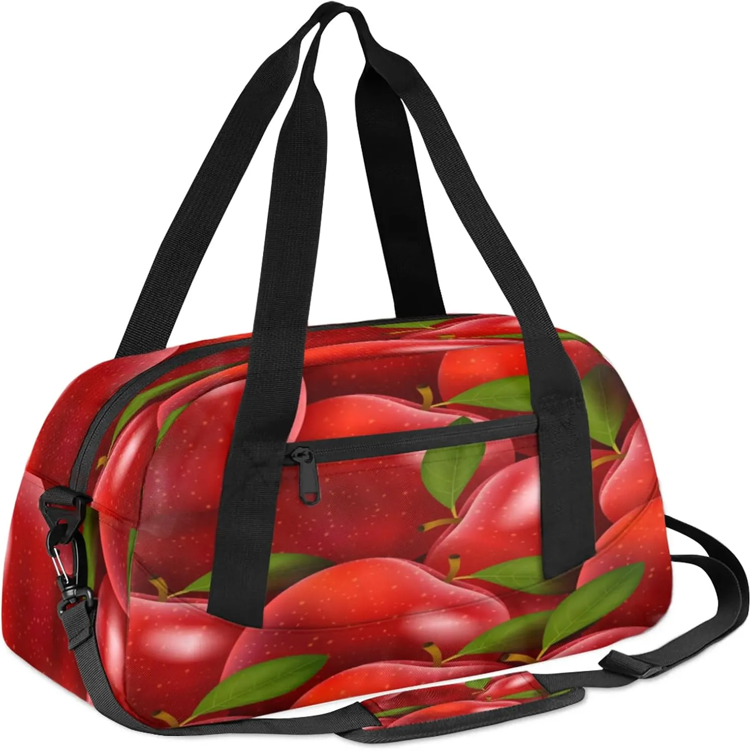 Apples Pattern Kids Duffel Bag Lightweight Waterproof Sports Gym Bag with Front Zipper Pocket Foldable Weekender Overnight Bag for School Practice Gymnastic Ballet