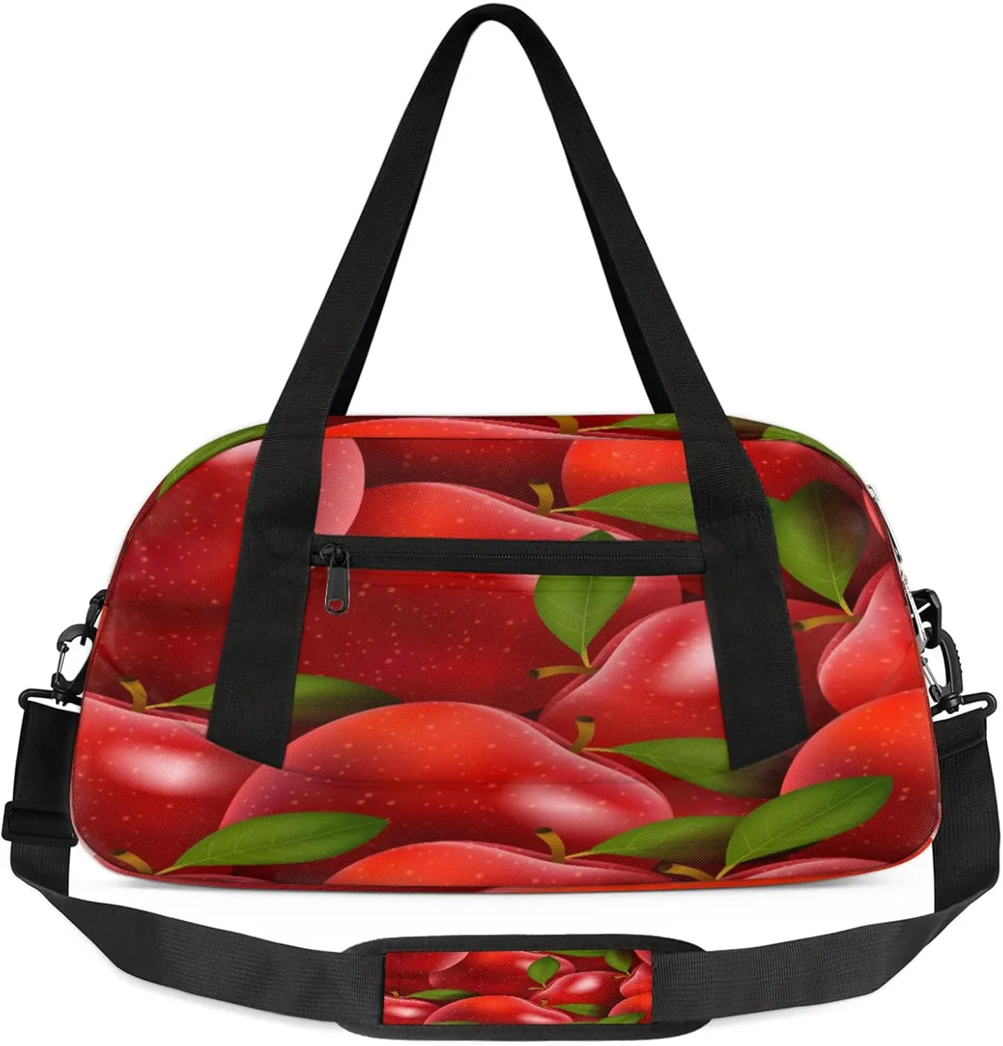 Apples Pattern Kids Duffel Bag Lightweight Waterproof Sports Gym Bag with Front Zipper Pocket Foldable Weekender Overnight Bag for School Practice Gymnastic Ballet