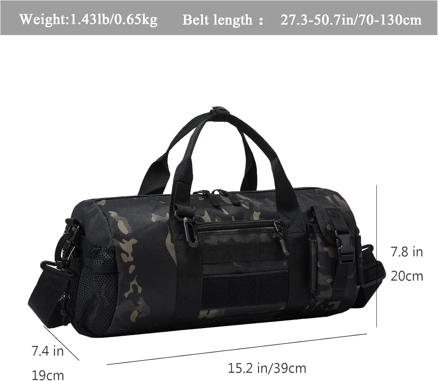 ArcEnCiel Small Tactical Duffle Bag Men Gym Pack Molle Shoulder Bags Shoes Storage Sports Handbag with Patch