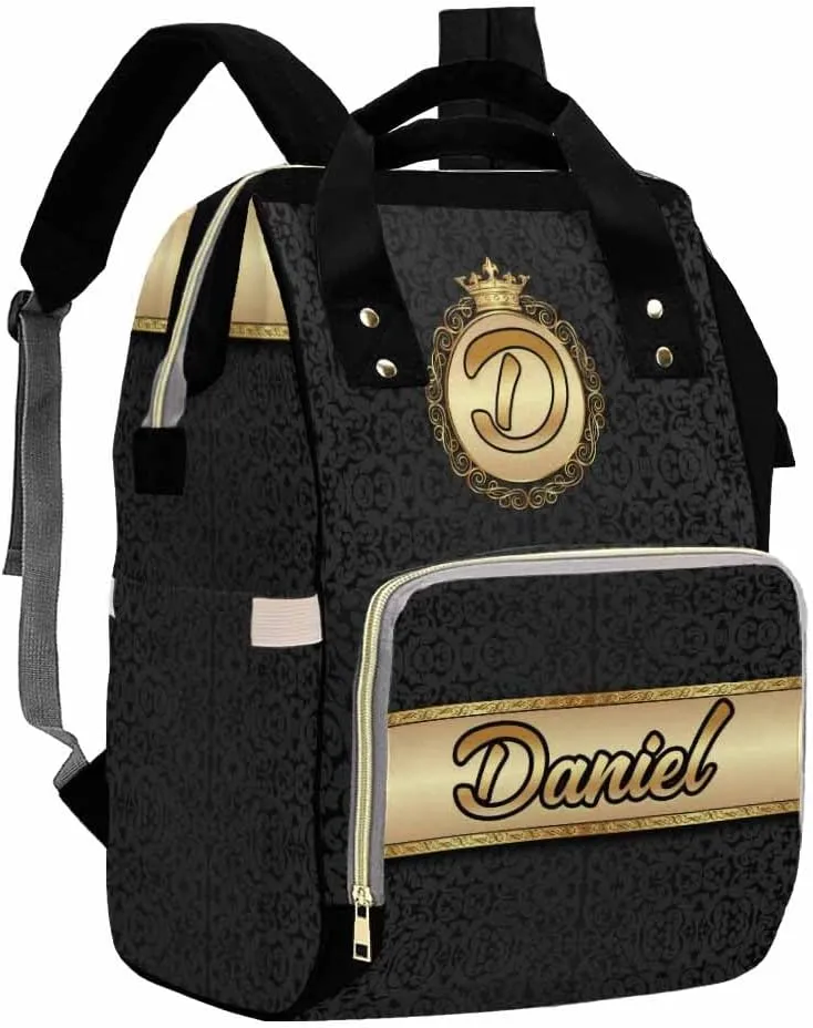 Artsadd Personalized Diaper Backpack for Mom, Custom Navy Blue Diaper Bag with Name Customized Nappy Bags Travel Shopping Casual Mommy Backpack for Mom