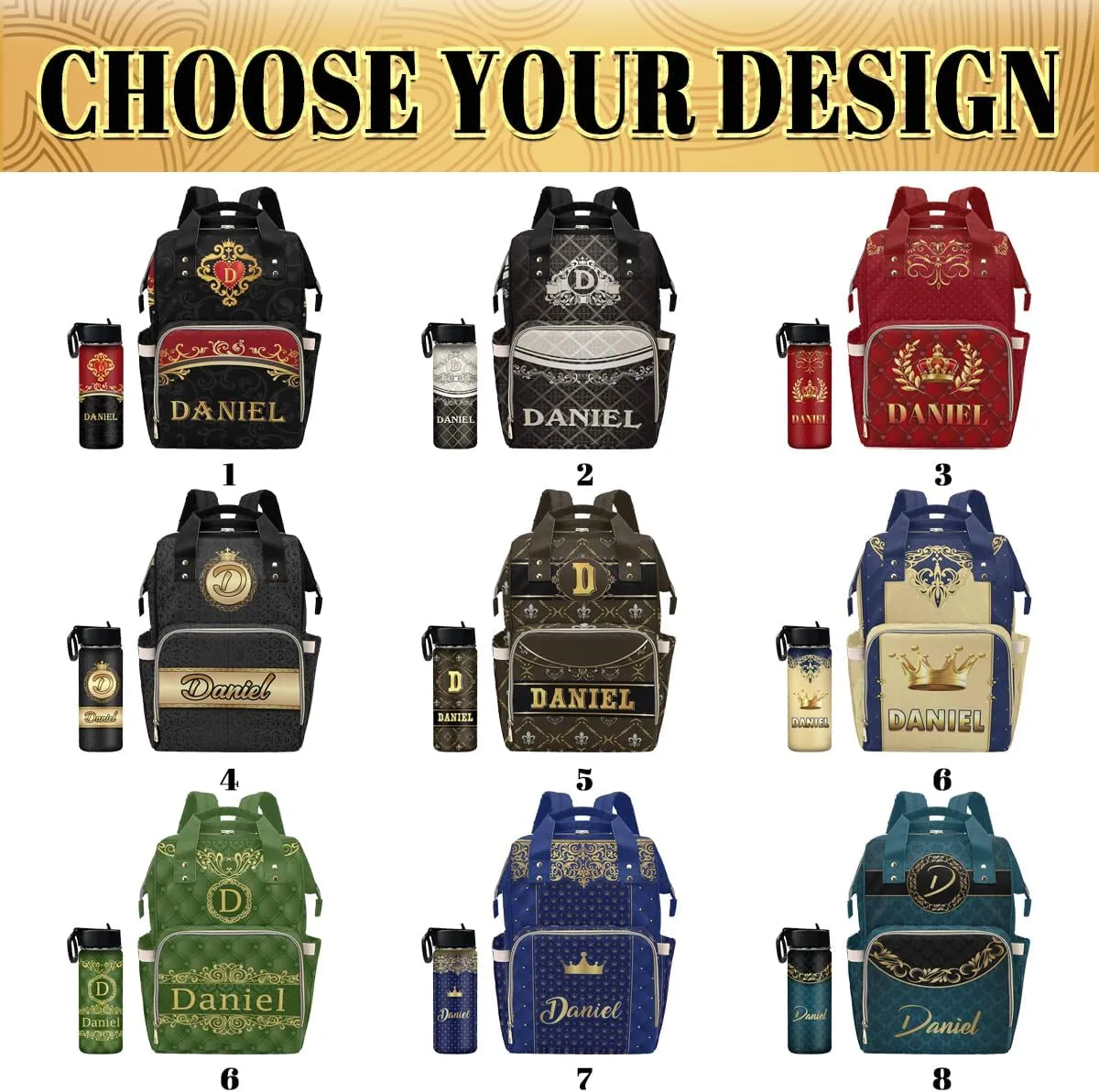 Artsadd Personalized Diaper Backpack for Mom, Custom Navy Blue Diaper Bag with Name Customized Nappy Bags Travel Shopping Casual Mommy Backpack for Mom