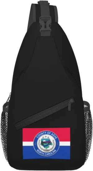 Ashe County Flag Crossbody Bags For Women Men Chest Backpack Gym Shoulder Bag Travel Outdoor Sports Casual Crossbody Bags