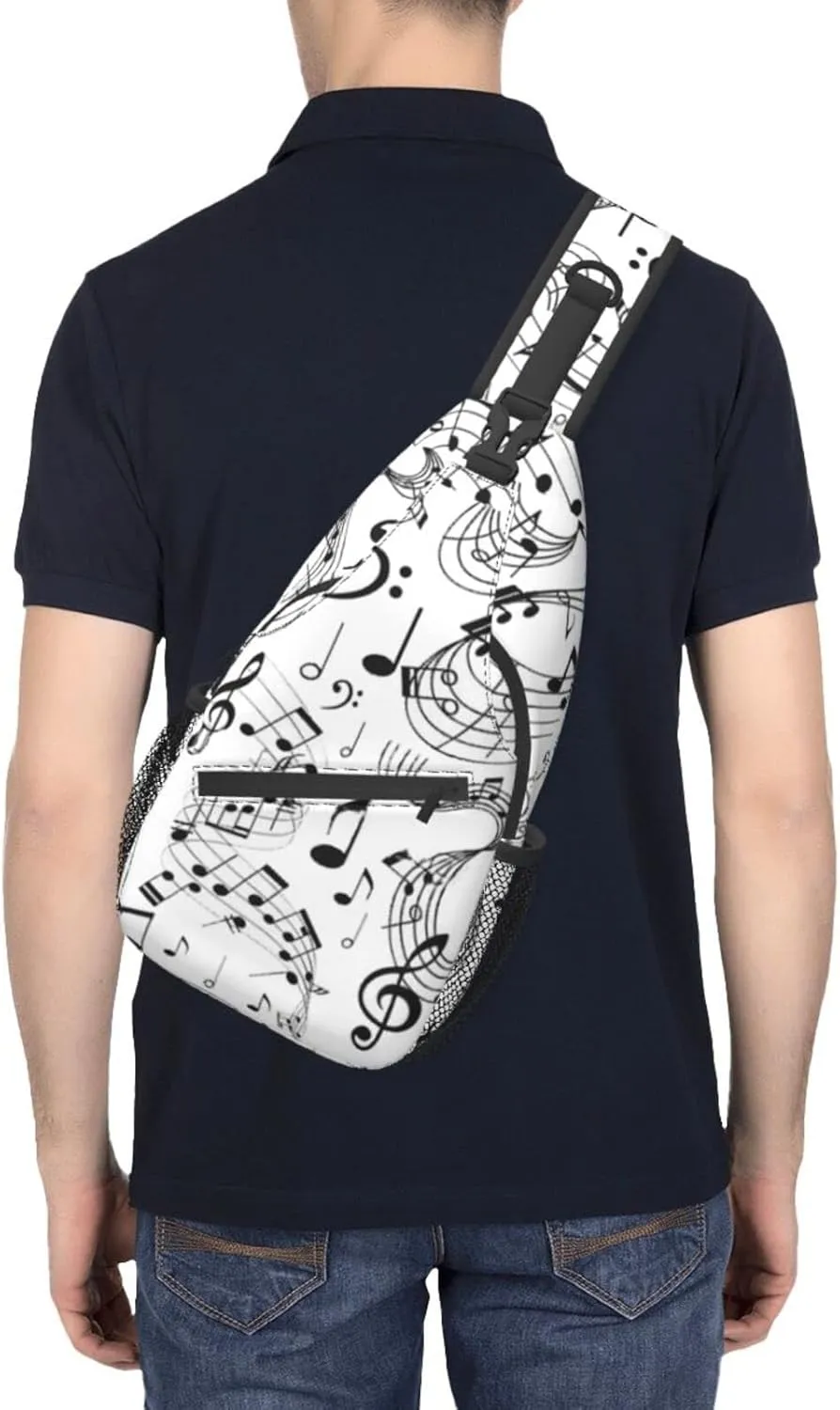 ASYG Music Sling Bag Crossbody Chest Daypack Casual Backpack Music Notes Shoulder Bag For Travel Hiking Sport Outdoor