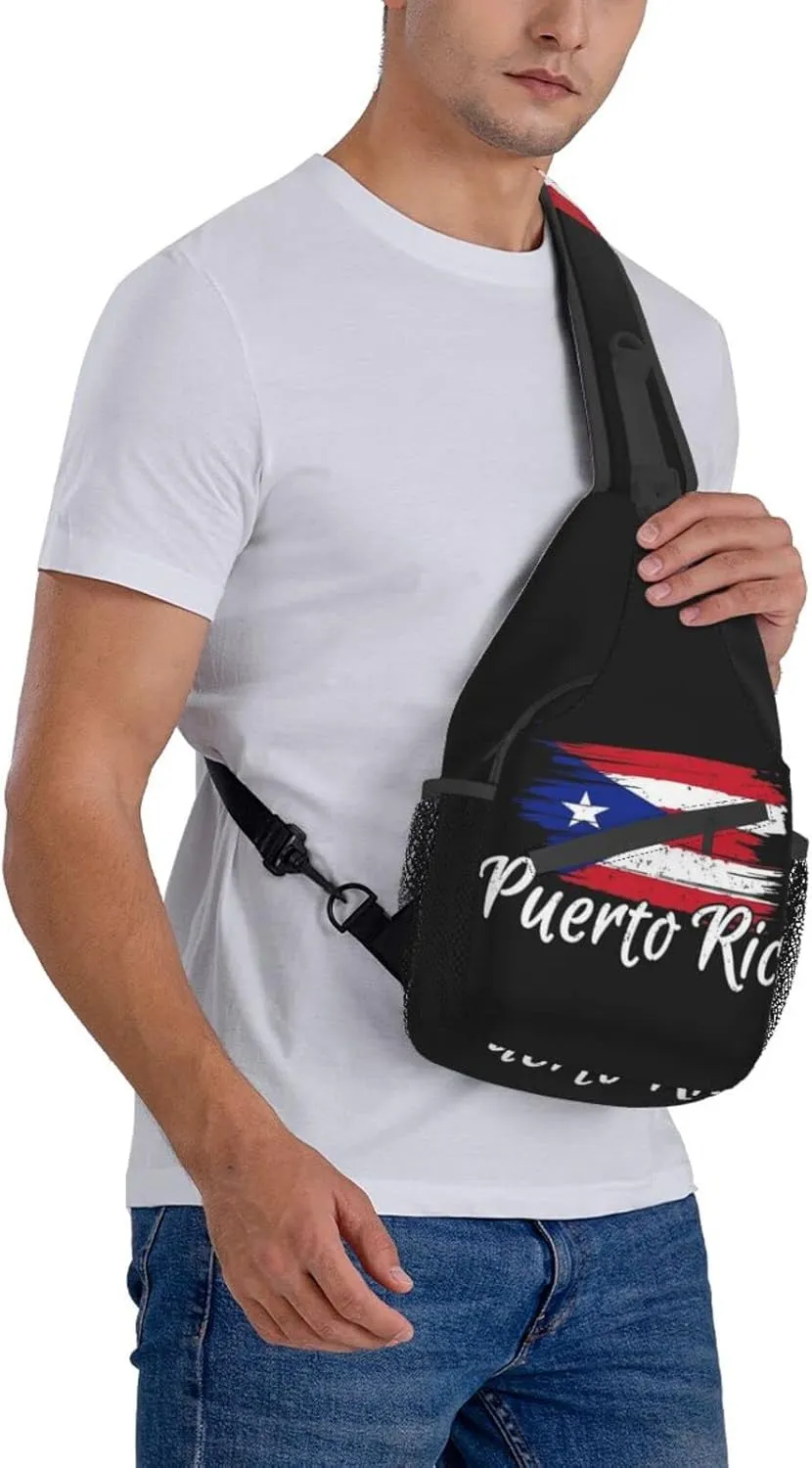 ASYG Puerto Rico Sling Bag Puerto Rico Flag Crossbody Chest Daypack Casual Backpack Puerto Shoulder Bag