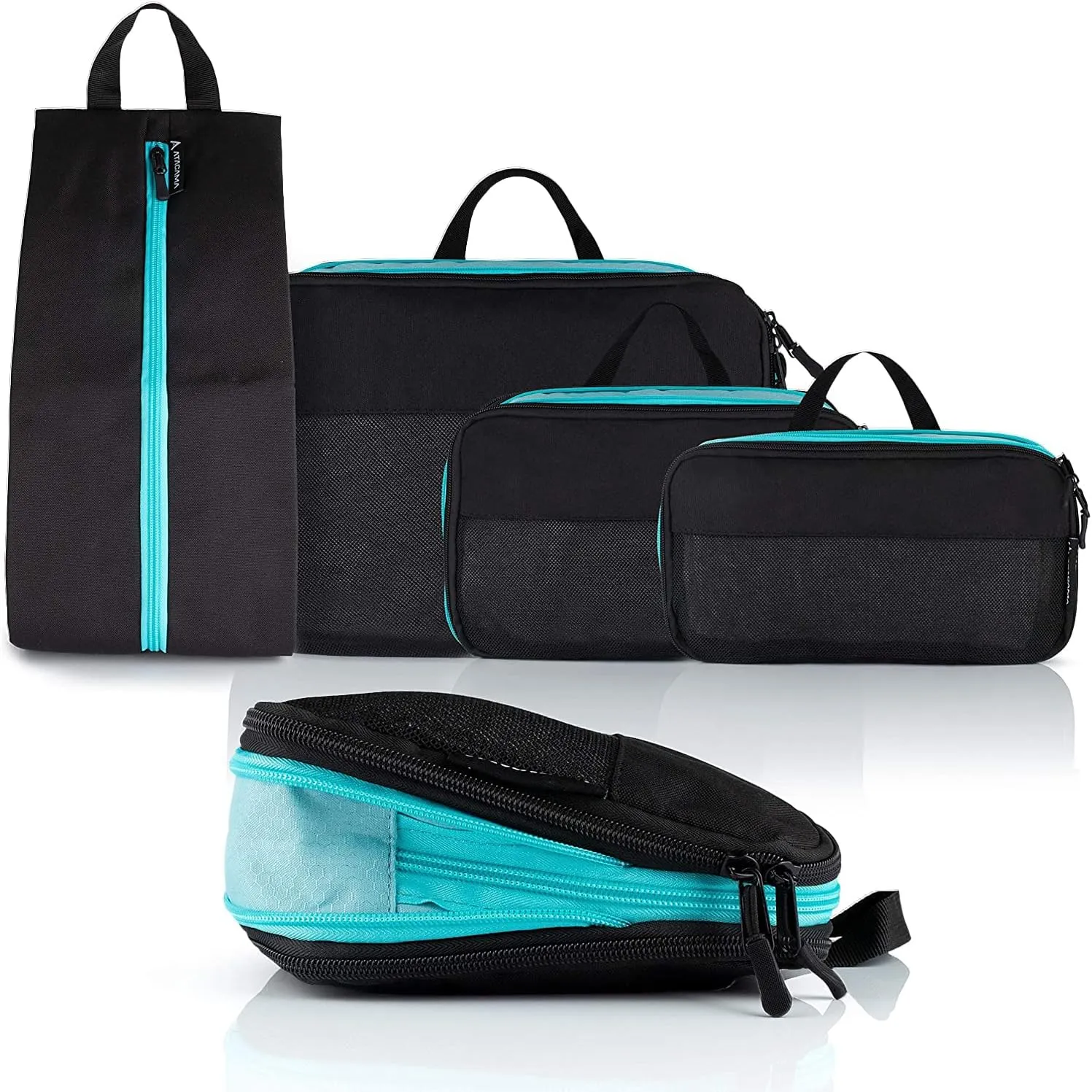 ATACAMA 4 Set Compression Packing Cubes For Suitcases - Packing Cubes for Travel Essentials - Suitcase Organizer Bags Set - Travel Bags Organizer for Luggage - Compression Bags for Travel Accessories