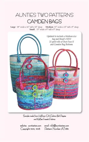 Aunties Two Camden Bag Pattern - 3 Size Variations Per Pattern