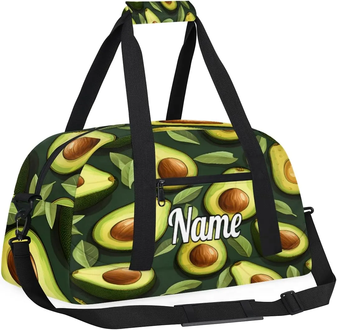 Avocado Fruit Pattern Personalized Dance Bag for Girls Boys Sport Duffel Bag with Your Name Kids Gymnastics Travel Bags