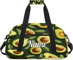 Avocado Fruit Pattern Personalized Dance Bag for Girls Boys Sport Duffel Bag with Your Name Kids Gymnastics Travel Bags