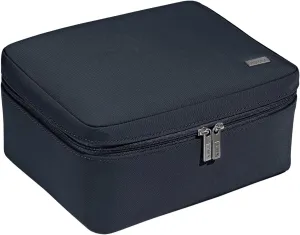 Away Cosmetics Bag, Makeup Bag with Detachable Brush Roll, Waterproof, Clear Zip Pockets, Travel Friendly, Navy Blue