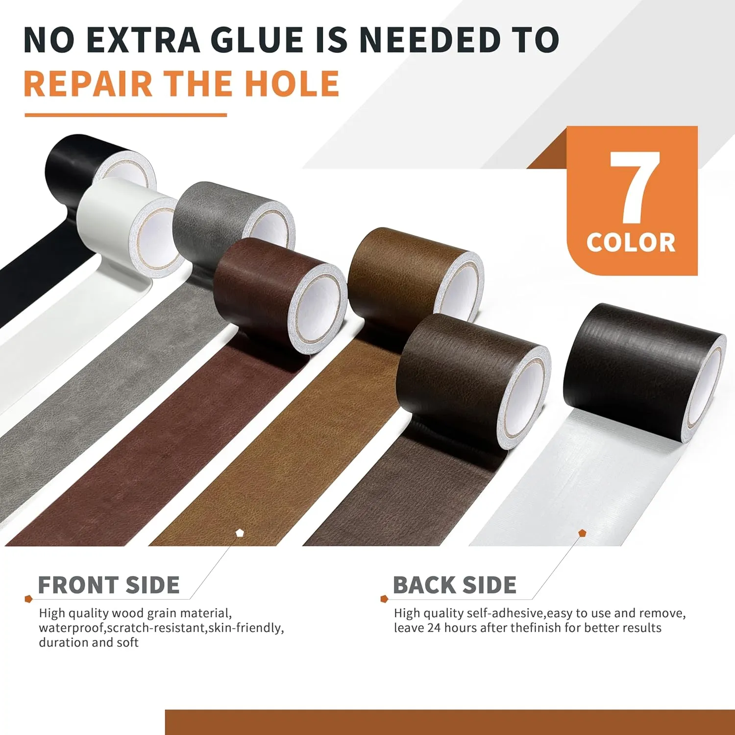 Azobur Leather Repair Tape Patch Leather Adhesive for Sofas, Car Seats, Handbags, Jackets,First Aid Patch 3.9''x15' (White Leather)