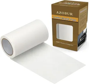 Azobur Leather Repair Tape Patch Leather Adhesive for Sofas, Car Seats, Handbags, Jackets,First Aid Patch 3.9''x15' (White Leather)