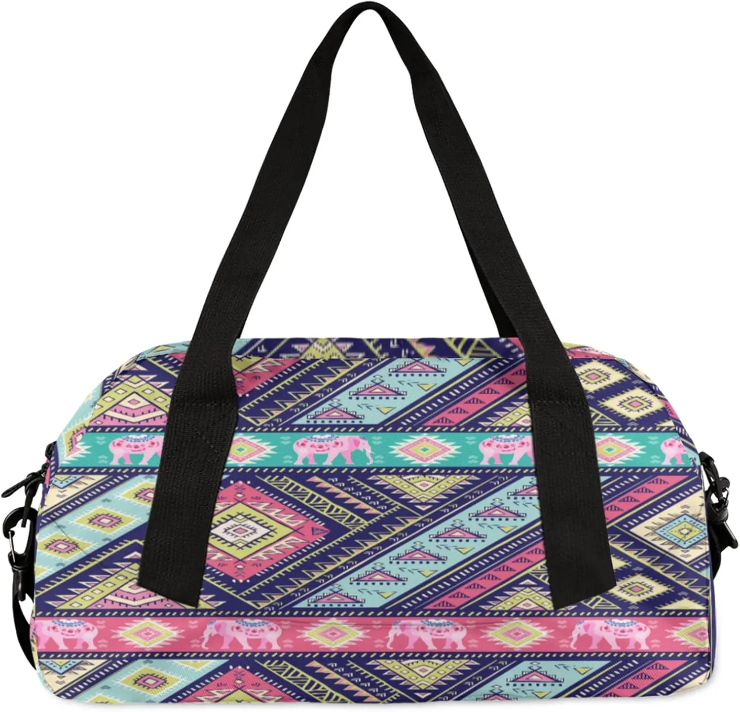 Aztec Ethnic Tribe Pattern Kids Duffel Bag Lightweight Waterproof Sports Gym Bag with Front Zipper Pocket Foldable Weekender Overnight Bag for School Practice Gymnastic Ballet
