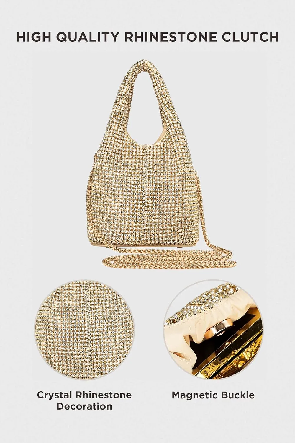 BABEYOND Clutch Purses for Women - Sparkly Evening Bags Glitter Rhinestone Portable Handbag for Party Prom Wedding