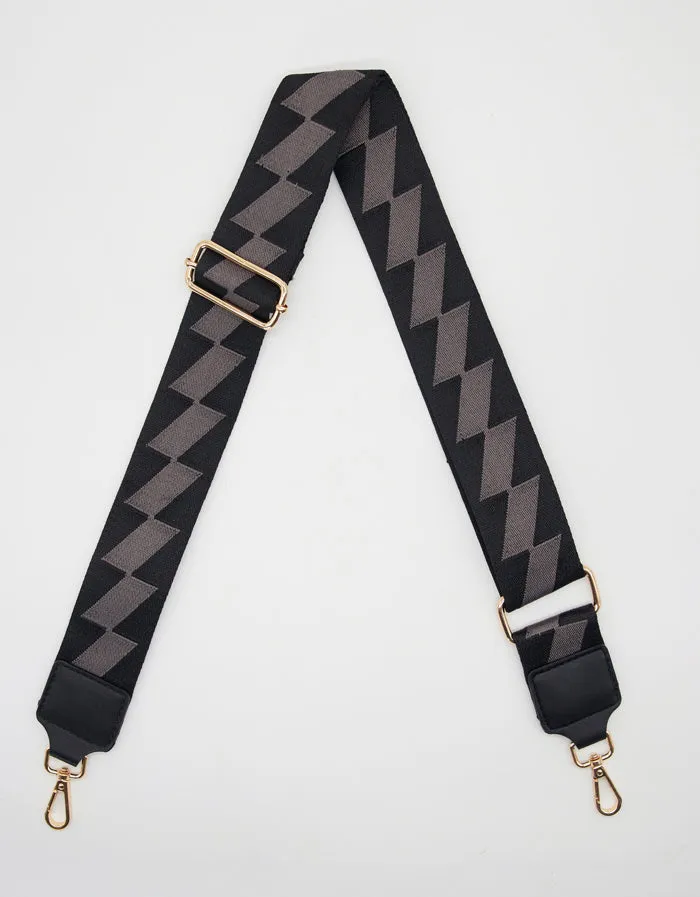 Bag Strap - Blocked Black and Grey