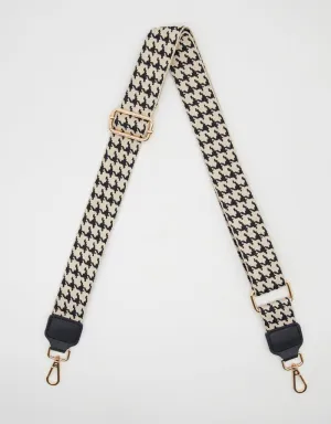 Bag Strap - Houndstooth Black and Cream