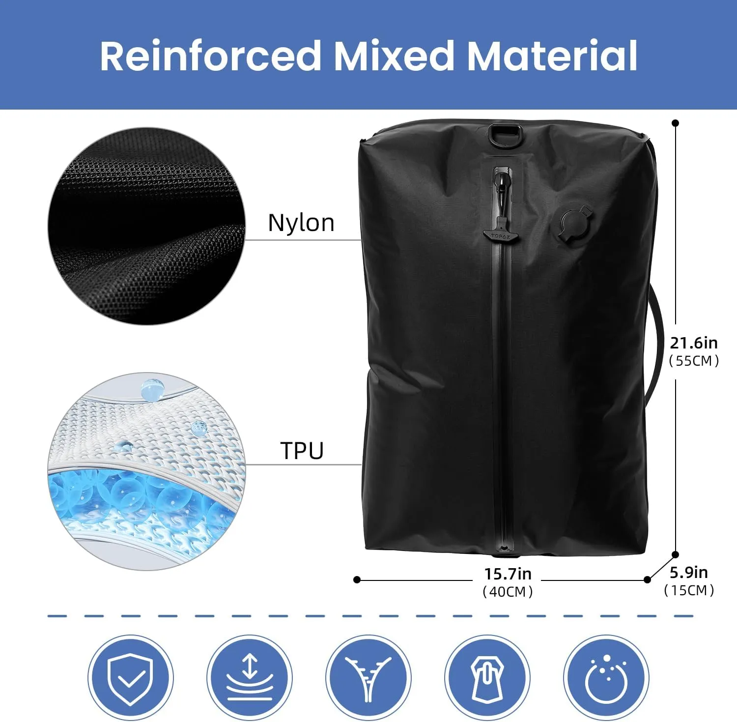 BAGAIL TPU Vacuum Bag for Travel, Reusable Compression Bag with IPX8 Waterproof Zipper, Save Space for Suitcase, Backpack and Carry on (Black, ExtraLarge, No Pump)