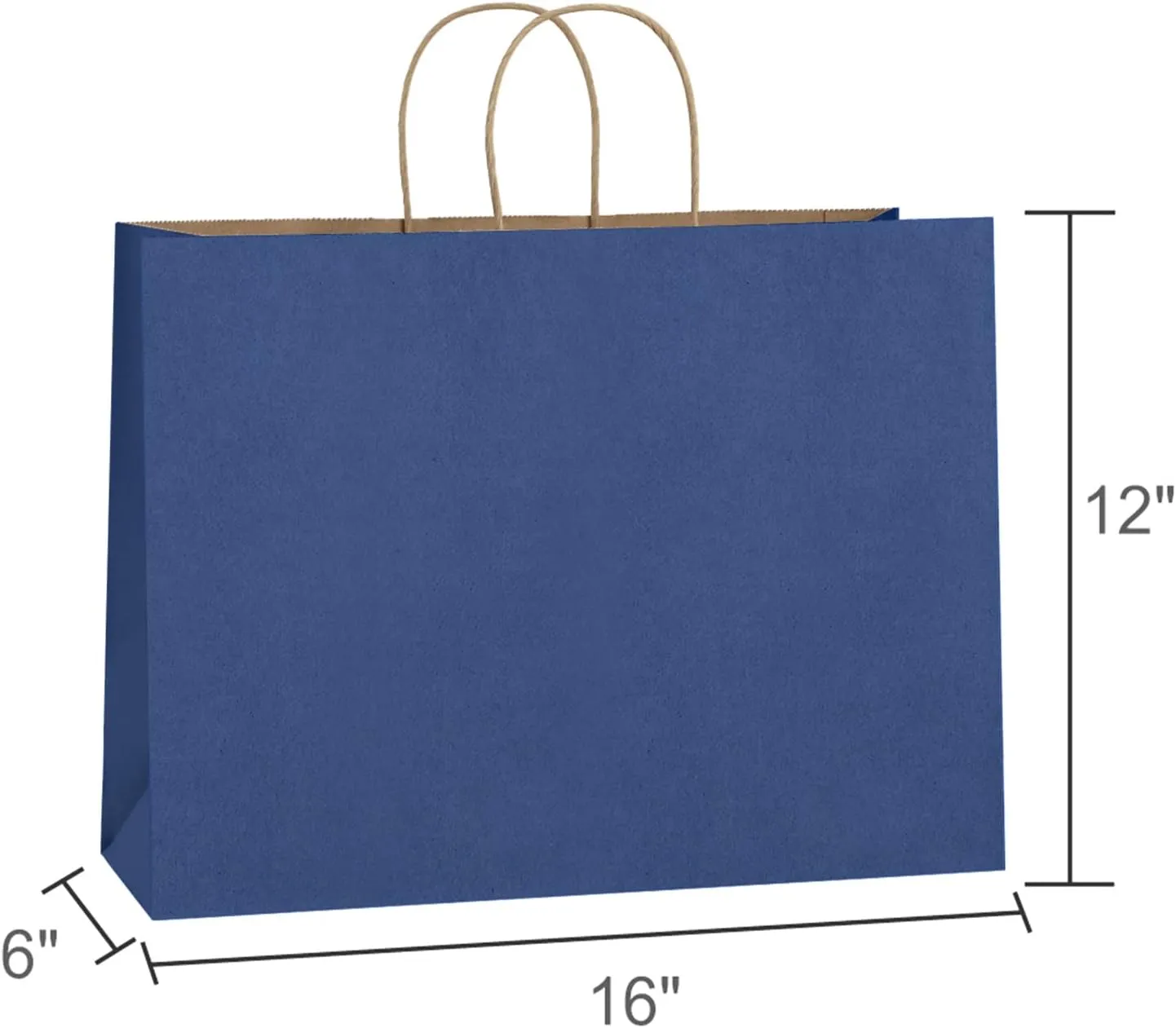 BagDream 16x6x12 Inches 50Pcs Kraft Paper Bags with Handles Bulk, Large Gift Bags for Shopping, Grocery, Retai, Merchandise, Party Favor Gifts, Recyclable Navy Blue Paper Sacks