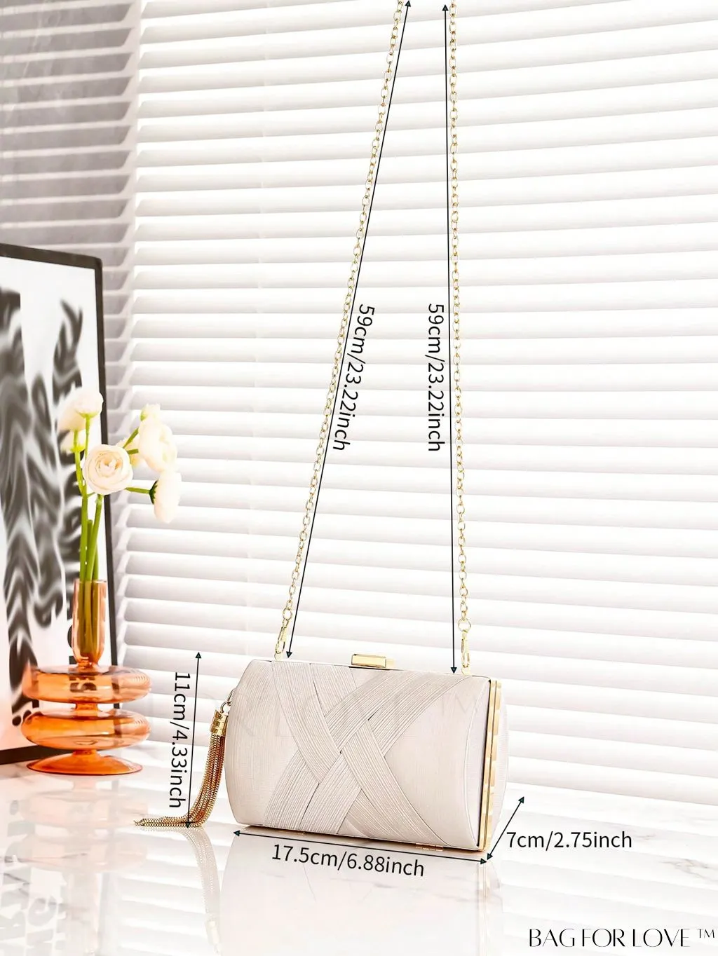 BagForLove - Chic Mini Chain Box Bag with Braided Detail and Tassel Accent