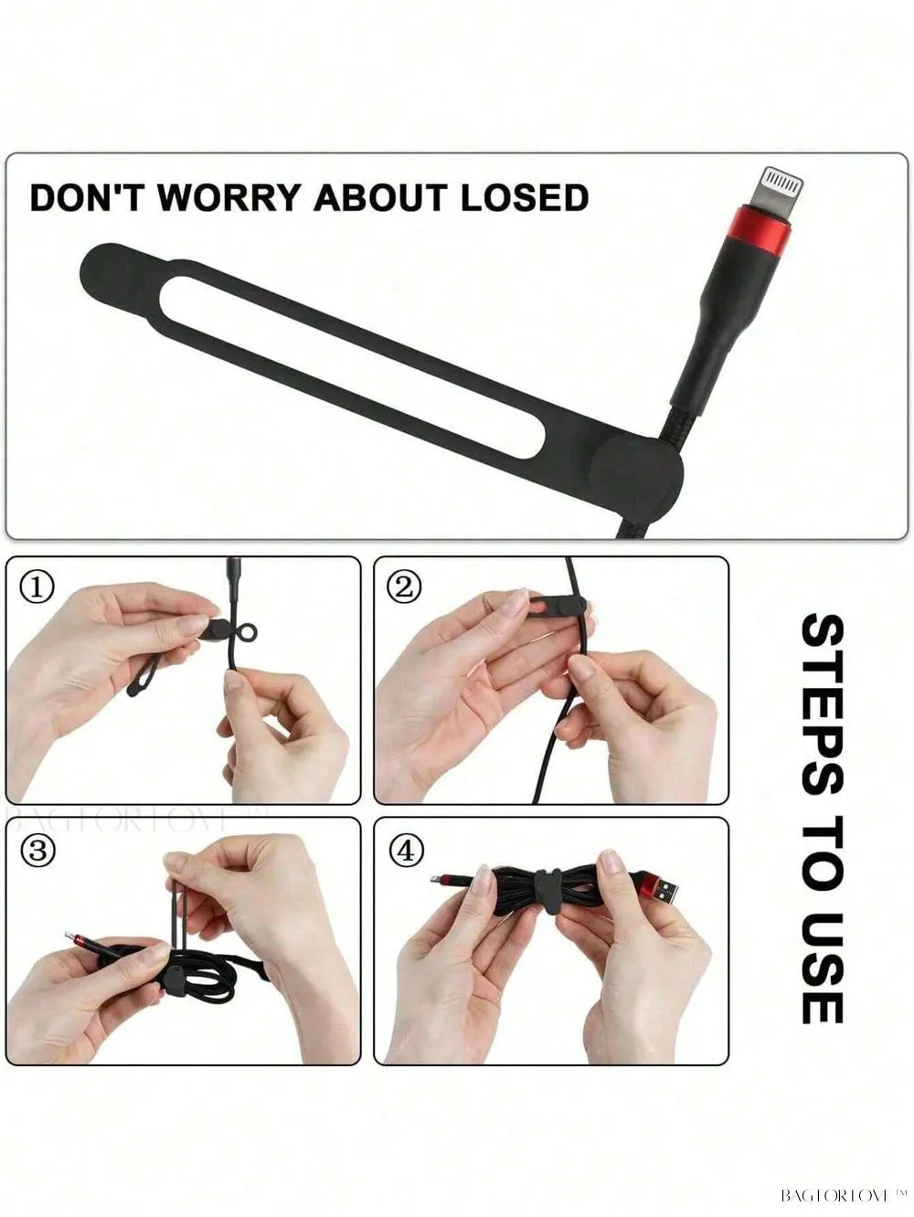 BagForLove - College Essentials Adaptable Cable Ties for Desk Organization