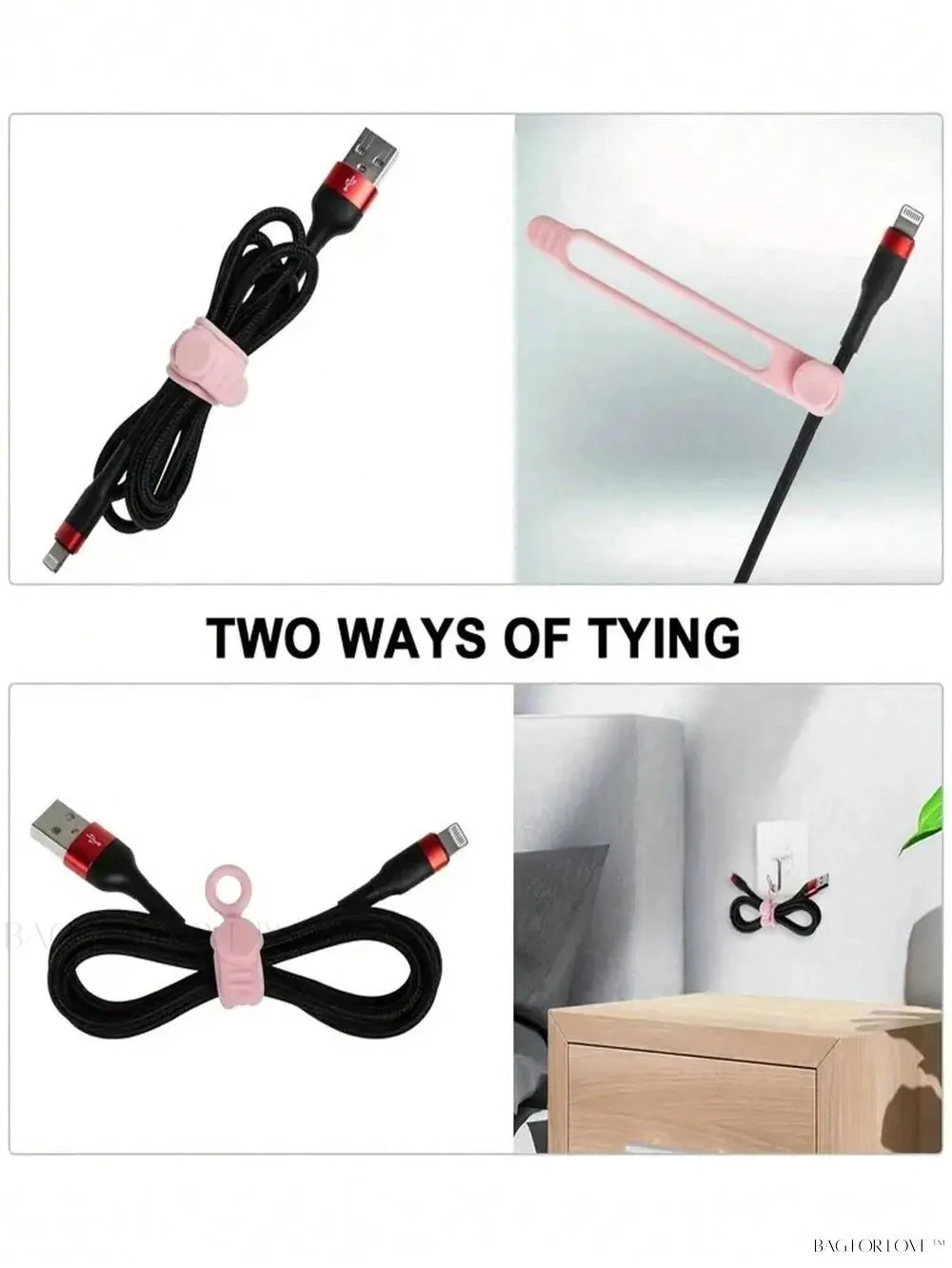 BagForLove - College Essentials Adaptable Cable Ties for Desk Organization